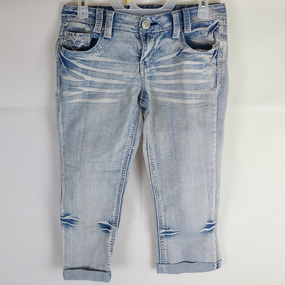 Amethyst Capri Cropped Skinny Jeans Womens 7 Denim Summer Casual Going Out Boho